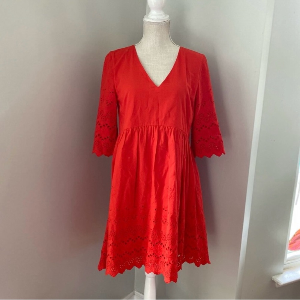 Madewell Red Eyelet Lattice Dress - Picture 5 of 5
